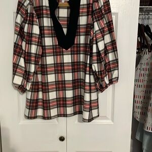 Tartan Plaid V-Neck Women's Top